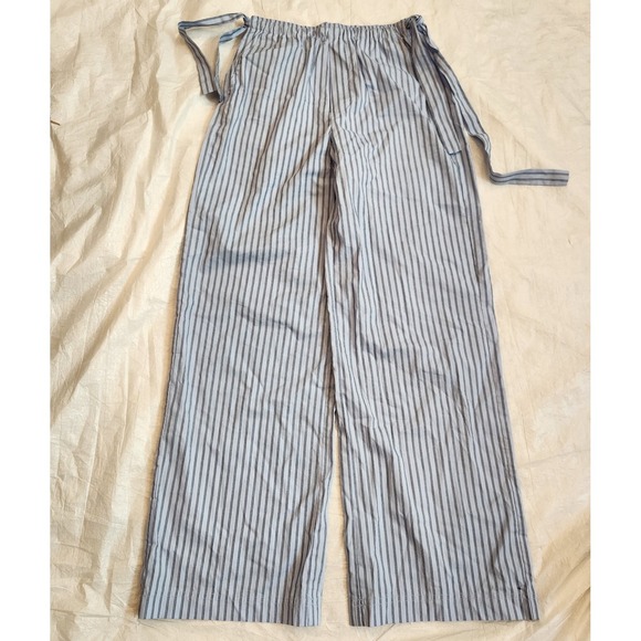 Mbym Pants - mbyM Irina-M Striped Blue 100% Cotton Wide Leg Casual Lounge Pants XS Coastal